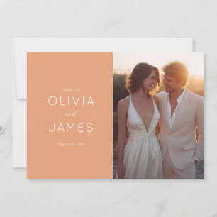 Romantic Peach Minimalist Photo Thank You Card