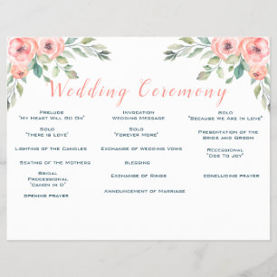 Romantic Peach Roses Floral Wedding Flyer