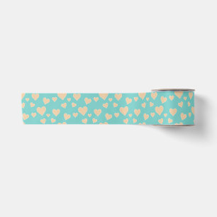 Romantic Peach & Turquoise Valentine's Day Hearts Satin Ribbon