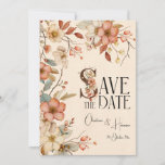 Romantic Peach Watercolor Floral Safe the Date Invitation