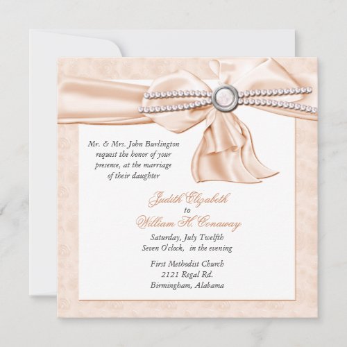 Romantic Peach Wedding Invitation