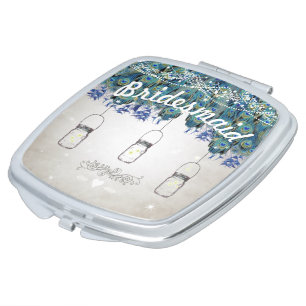 Romantic Peacock Bridesmaid Wedding Makeup Mirror