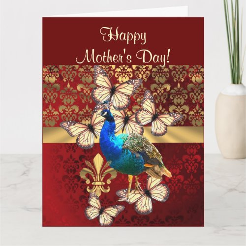 Romantic peacock mothers day card