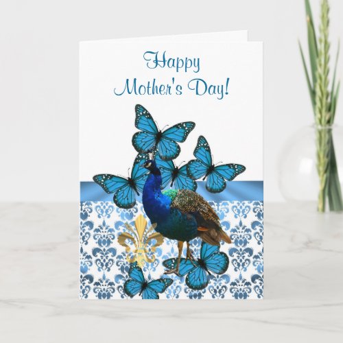 Romantic peacock mothers day card