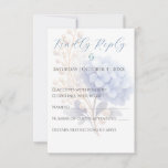 Romantic Pearl Hydrangea Blue Waterercolor Wedding RSVP Card