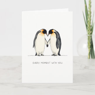 Romantic Penguin Couple Greeting Card