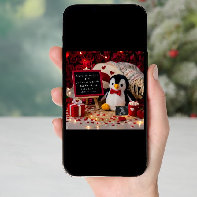 Romantic Penguin Pregnancy Announcement (Front Digital)
