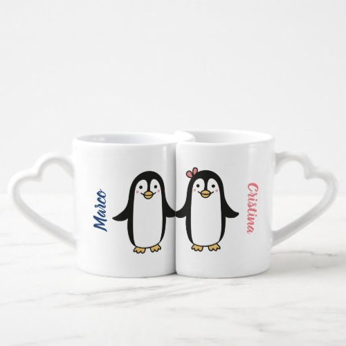 Romantic Penguins in love couple Coffee Mug Set