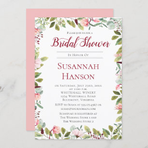 Romantic Peonies and Eucalyptus Bridal Shower Invitation
