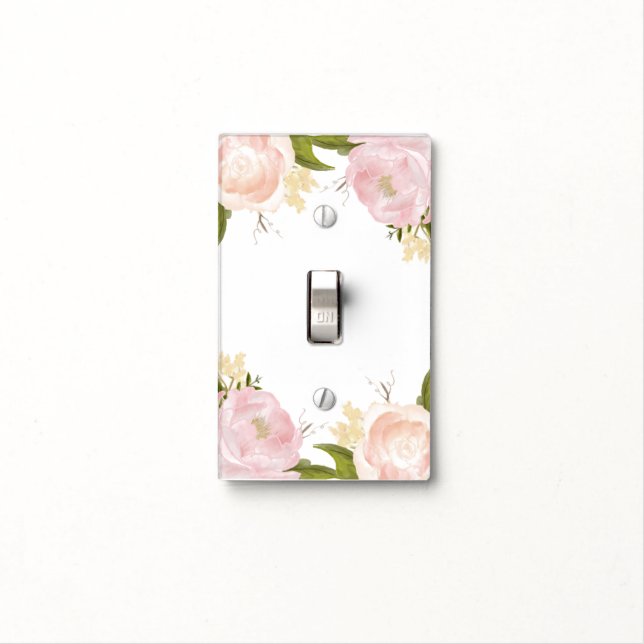 Romantic Peonies and Roses Light Switch Cover (In Situ)
