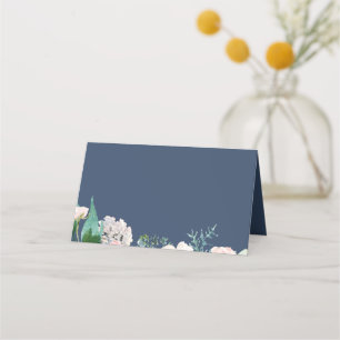 Romantic Peonies   Blue Buffet Food Label Cards