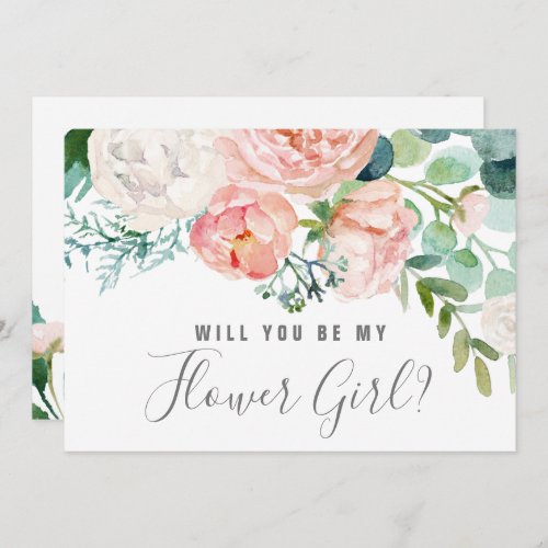 Romantic Peonies Flower Girl Proposal Invitation