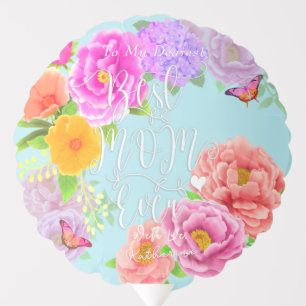 Romantic Peonies Garden Mother's Day Blue Balloon
