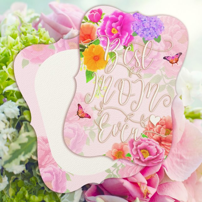 Romantic Peonies Garden Pink Best Mom Invitation (Romantic Peonies Garden Best Mom Ever Pink Mother's Day Card.)