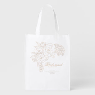 Romantic Peonies Wedding Bridesmaid Ivory White Grocery Bag