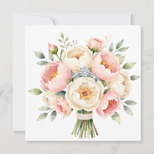 Romantic Peony Bouquet with Diamond Ring (Front)