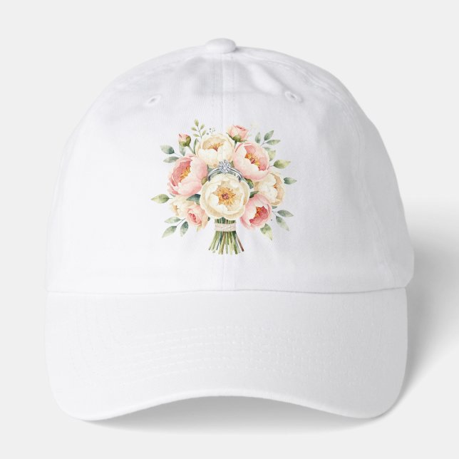 Romantic Peony Bouquet with Diamond Ring Hat (Front)