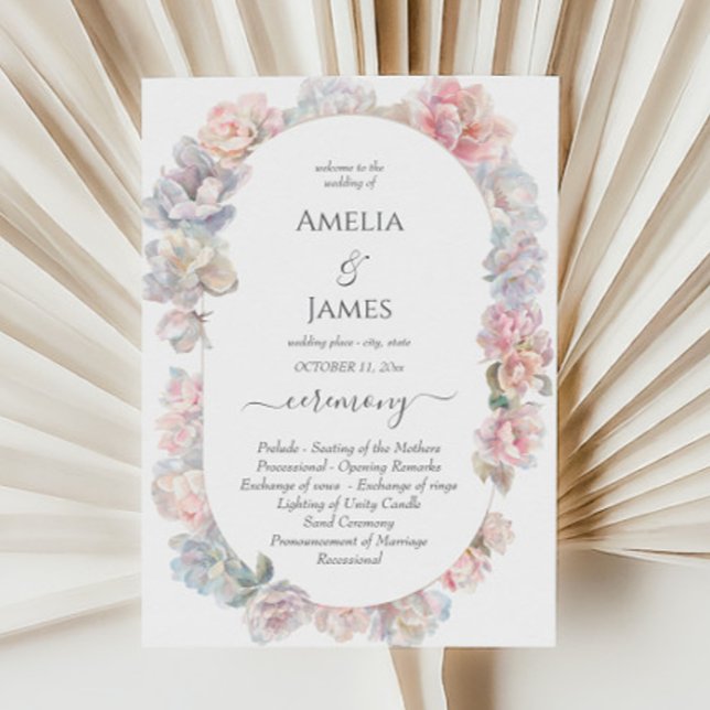 Romantic Peony Floral Wedding Ceremony Programs (Creator Uploaded)