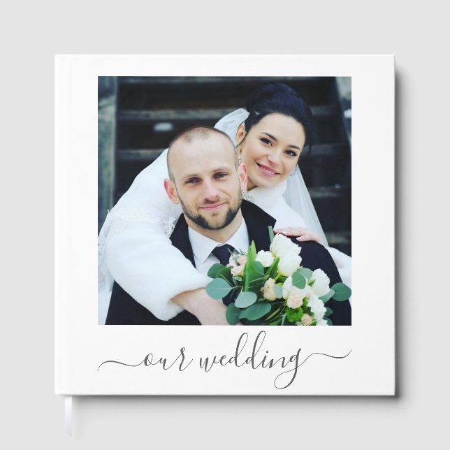 Romantic Peony Floral Wedding Foil Guest Book (Front)