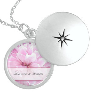 Romantic peony flower locket necklace