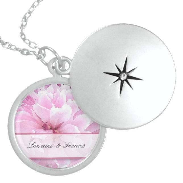 Romantic peony flower locket necklace (Front)
