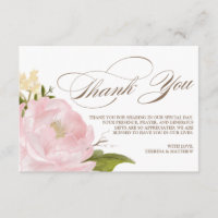 Romantic Peony Flower Thank You Card