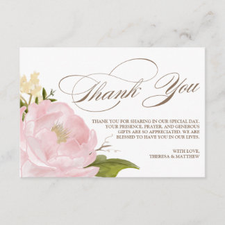 Romantic Peony Flower Thank You Card