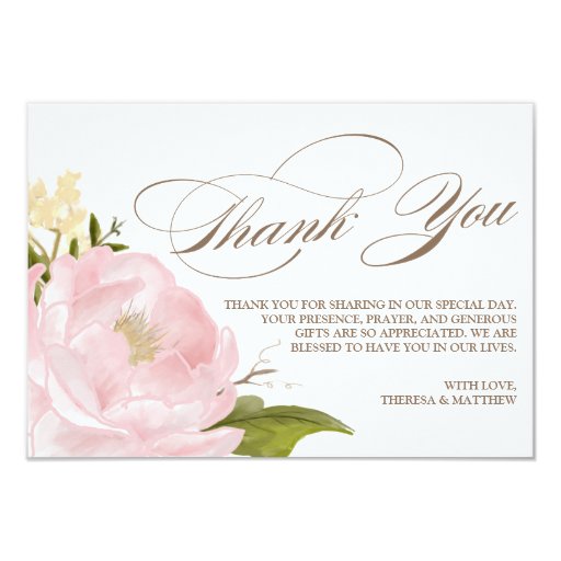 Romantic Peony Flower Thank You Card | Zazzle