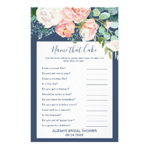 Romantic Peony Flowers   Blue Name That Cake Game Flyer