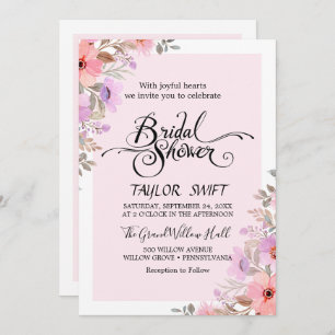 Romantic Peony Flowers Bridal Shower Invitation