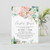 Romantic Peony Flowers Couples Shower Invitation (Standing Front)
