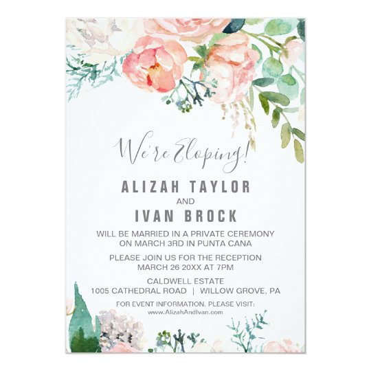 romantic peony flowers elopement reception invitation zazzle com