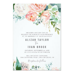Peony Wedding Invitations Zazzle Peony Flowers Formal Wedding Invitation