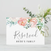 Romantic Peony Flowers Reserved Sign Invitation | Zazzle