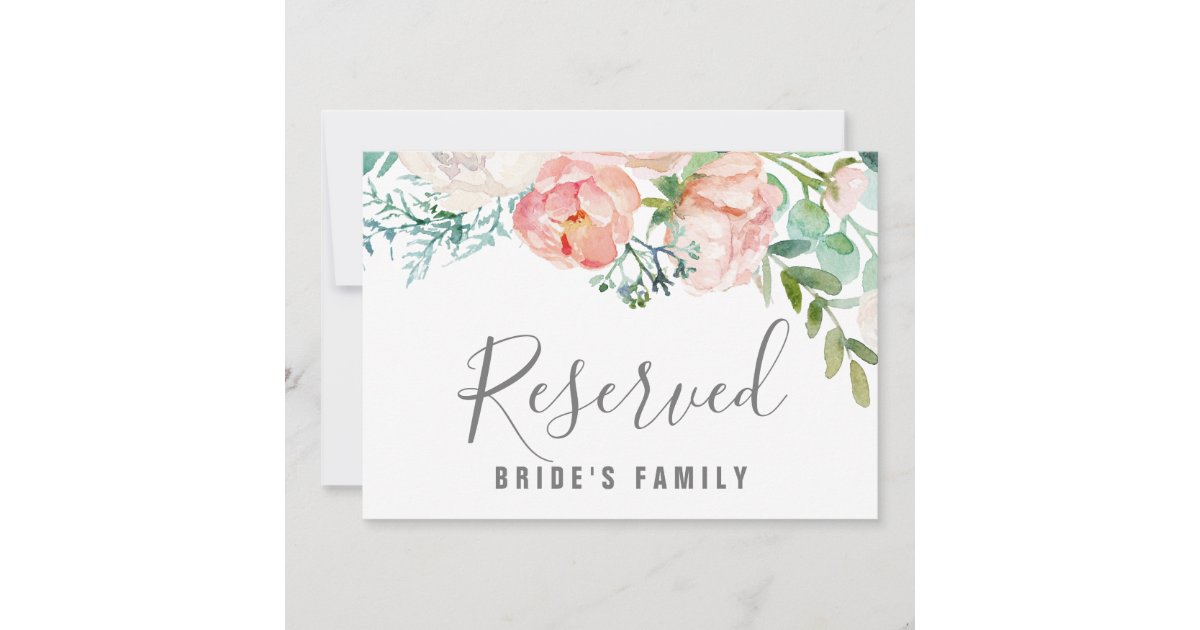 Romantic Peony Flowers Reserved Sign Invitation | Zazzle