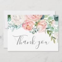 Romantic Peony Flowers Thank You Card