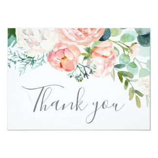 Romantic Peony Flowers Thank You Card