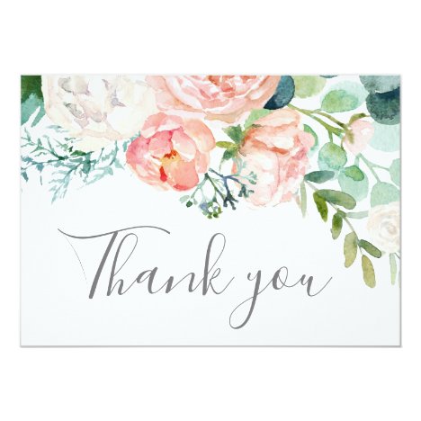 Romantic Peony Flowers Thank You Card