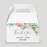 Romantic Peony Flowers Thank You Wedding Favor Box<br><div class="desc">This romantic peony flowers thank you wedding favor box is perfect for an elegant wedding. The floral design features blush pink,  peach and white cascading watercolor flowers. Personalize the favor box with your name and the date.</div>