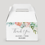 Romantic Peony Flowers Thank You Wedding Favor Boxes<br><div class="desc">This romantic peony flowers thank you wedding favor box is perfect for an elegant wedding. The floral design features blush pink,  peach and white cascading watercolor flowers. Personalize the favor box with your name and the date.</div>