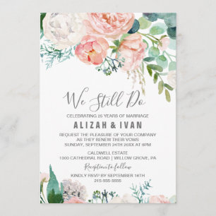 Romantic Peony Flowers Vow Renewal Invitation