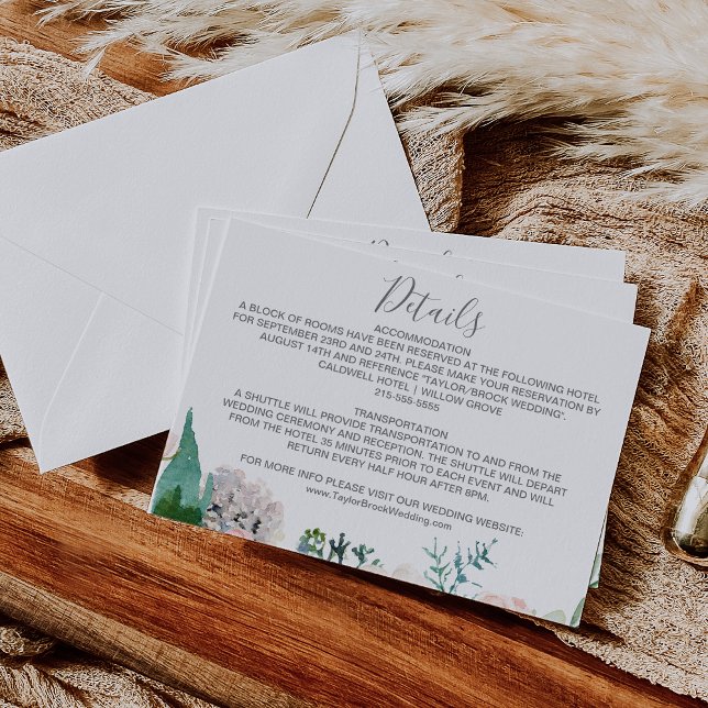 Romantic Peony Flowers Wedding Details Card (Creator Uploaded)