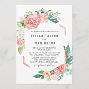 Romantic Peony Flowers Wedding Invitation