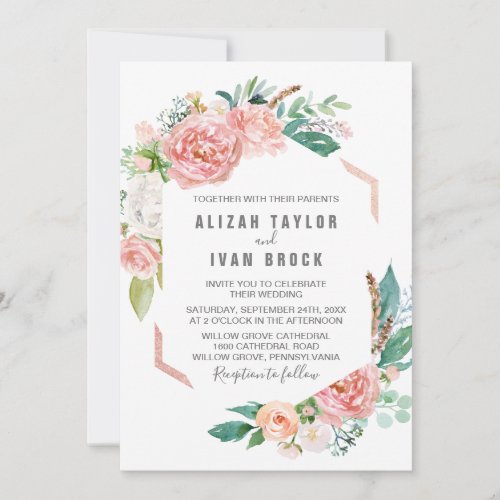 Romantic Peony Flowers Wedding Invitation