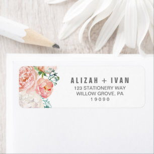Romantic Peony Flowers Wedding Label