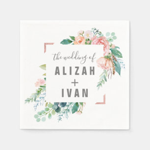 Romantic Peony Flowers Wedding Napkins