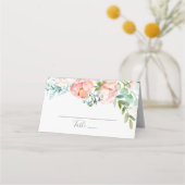 Romantic Peony Flowers Wedding Place Card (Front)