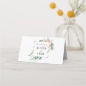 Romantic Peony Flowers Wedding Place Card (Back)