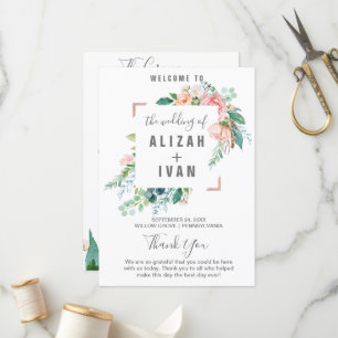 Romantic Peony Flowers Wedding Program