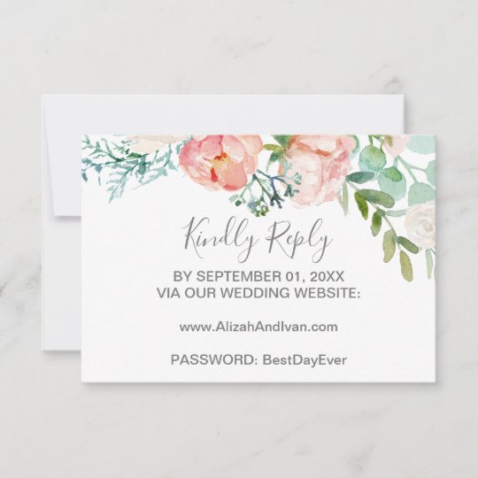 romantic peony flowers wedding website rsvp card zazzle